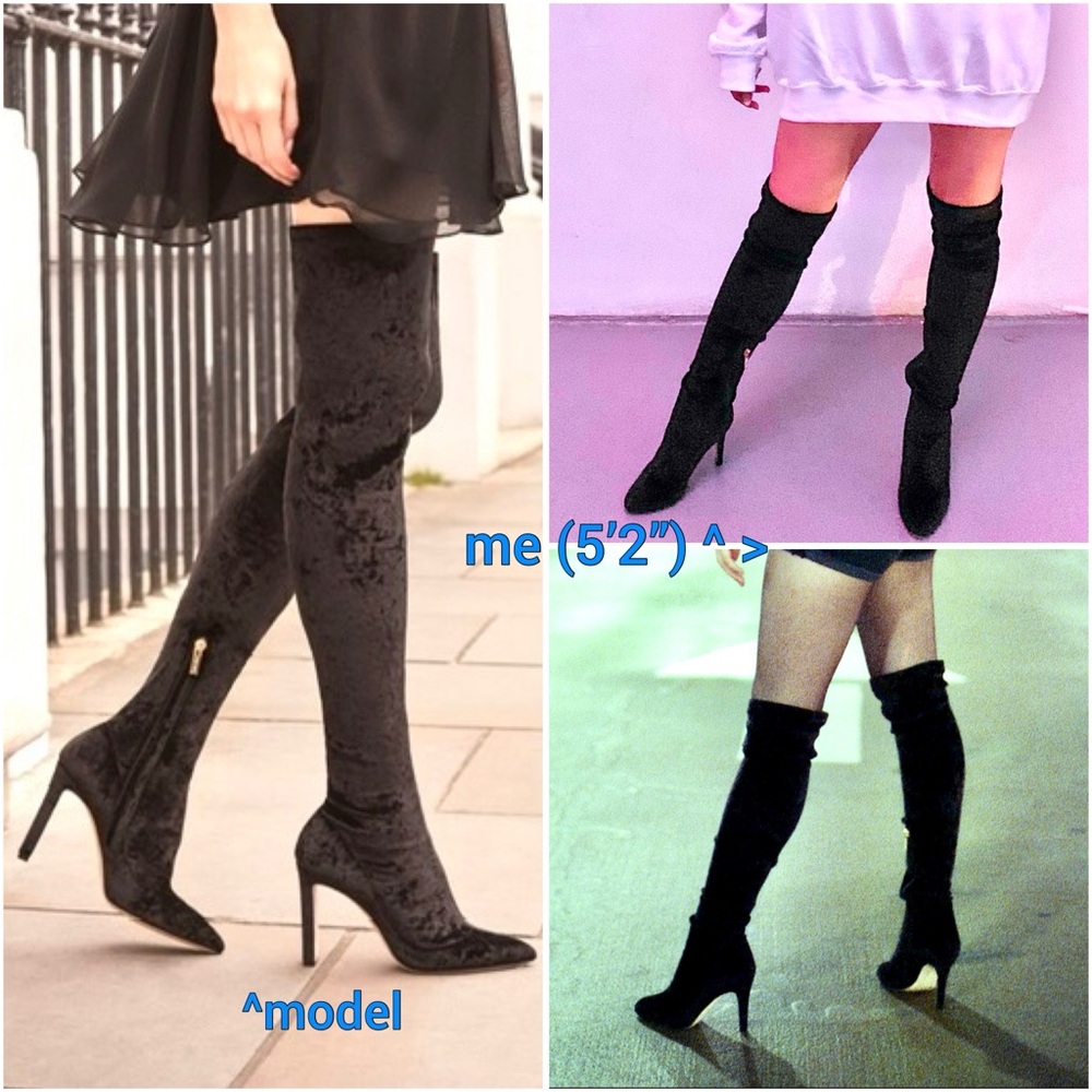 Jimmy Choo Crushed Velvet Over the Knee Boots in Black EU35.5/US5.5 (MSRP $1695)